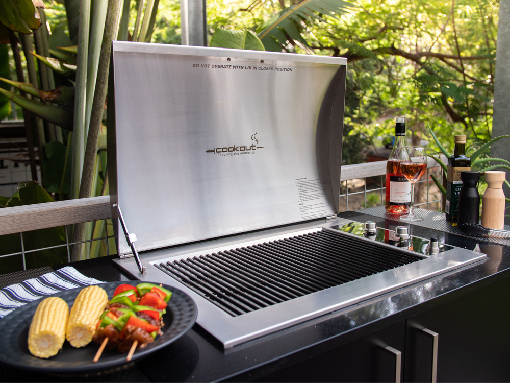 Infinity Side Burner Stainless BBQ Lid Open