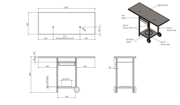 BBQ Trolley with Stainless Frame - Image 10