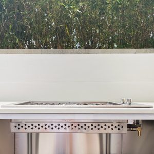 Epicure Electric Built-In BBQ installed in outdoor cabinet