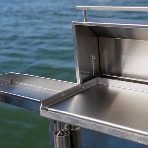 Deluxe Gas Portable BBQ-Removable Utensil Tray on Boat Stern Rail