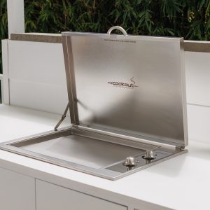 Infinity Teppanyaki 600 BBQ–Flat Lid Hinging Open